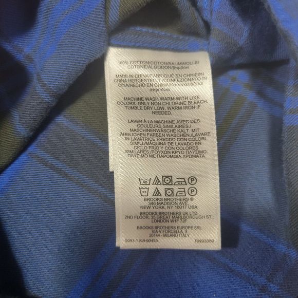 Brooks Brothers Red Fleece Men's LS Button Down Plaid Shirt Blue L - Picture 7 of 12